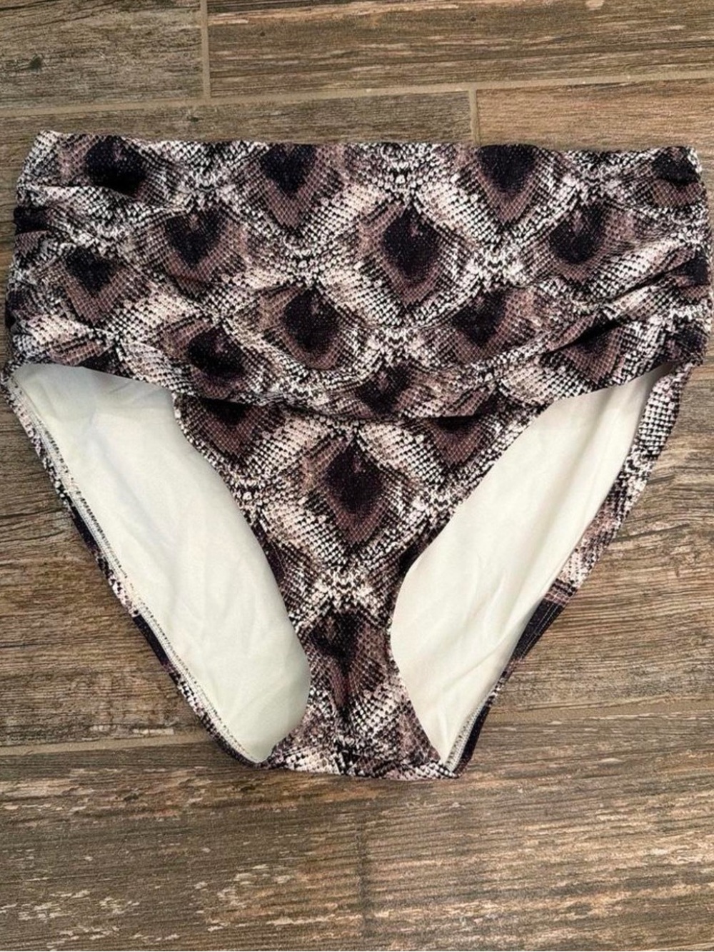 Bleu Rod Beattie High-Waist Snake Print Bikini Bottom - Brown/Black